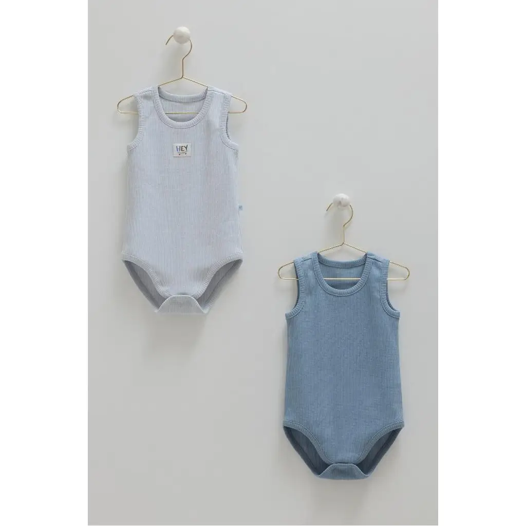 Caramell %100 Pamuk 2'li Atlet Body Mavi CRML.MAV.BE2085